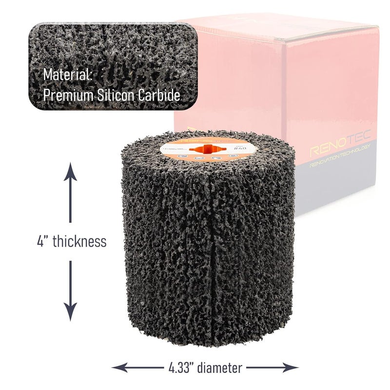 RENOTEC Black Cleaner Flap Wheels, Strip Drum, 110x100mm, 4 inch, for Pickling, Removing Rust, Paints, enamels, oxidations. for Burnishing Polishing Machine (40 GRIT) - Image 4